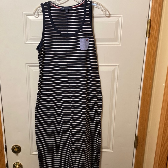 Tommy Hilfiger Dresses & Skirts - Tommy‎ Hilfiger Navy and White Striped Maxi Dress M
